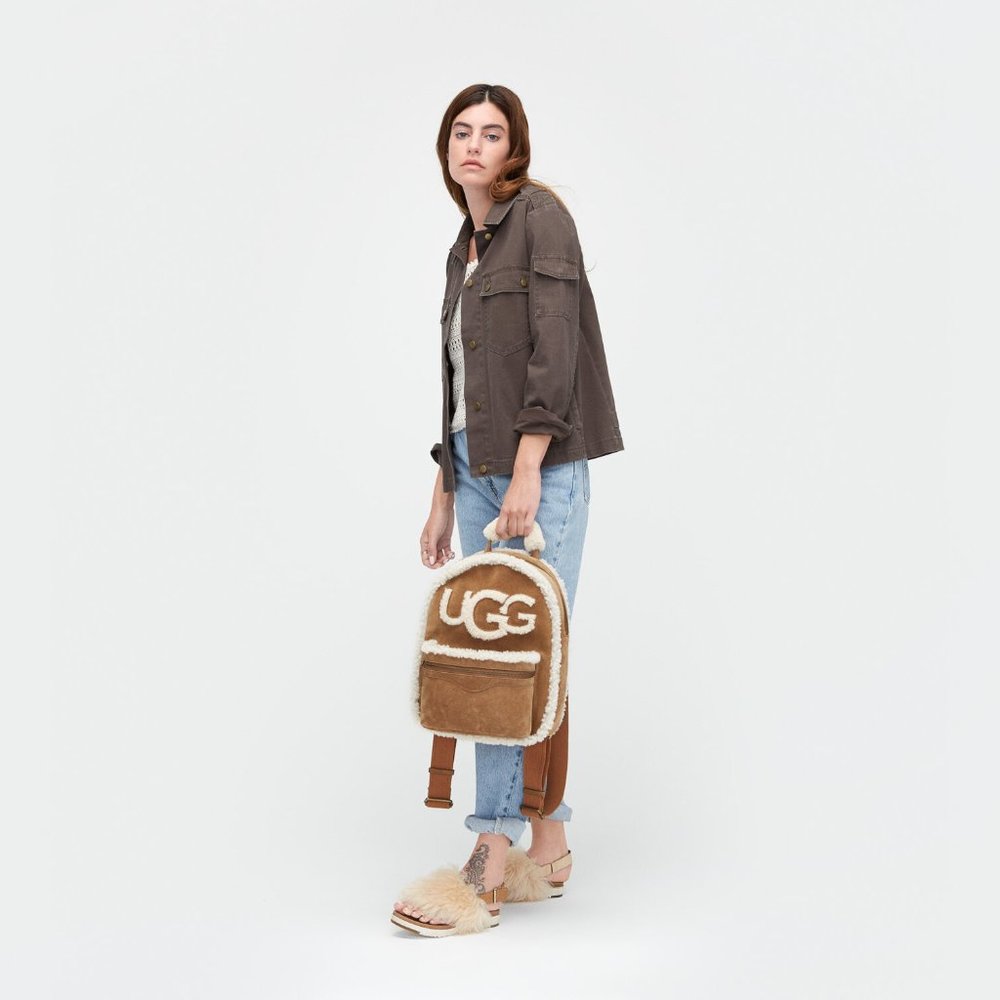 UGG sheepskin black cream backpack handbag - Picture 10 of 14